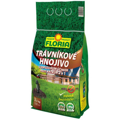 Agro CS FLORIA Trávníkové hnojivo s odpuzujícími účinky na krtky 2,5 kg