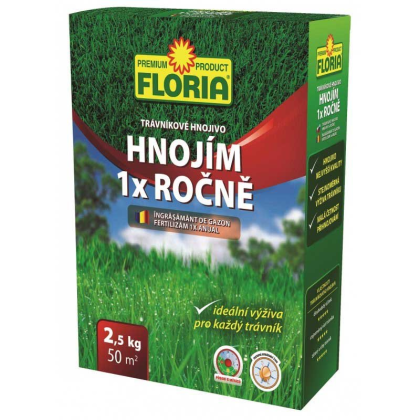 Agro CS FLORIA Trávníkové hnojivo HNOJÍM 1x ROČNĚ 2,5 kg